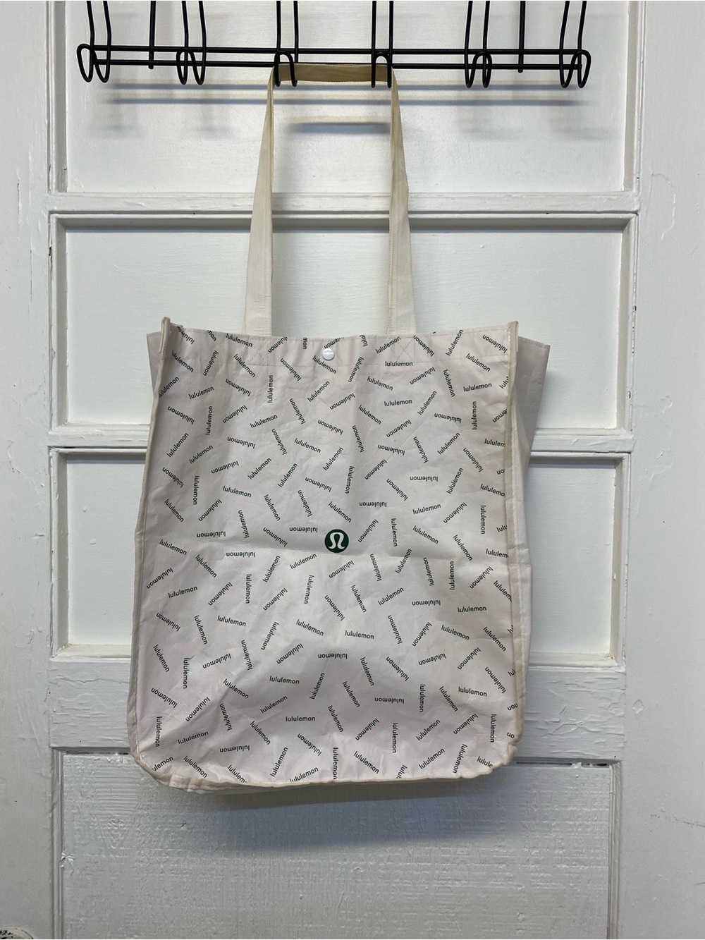 Authentic Lululemon Shopping Tote Bag . White With Green Lettering